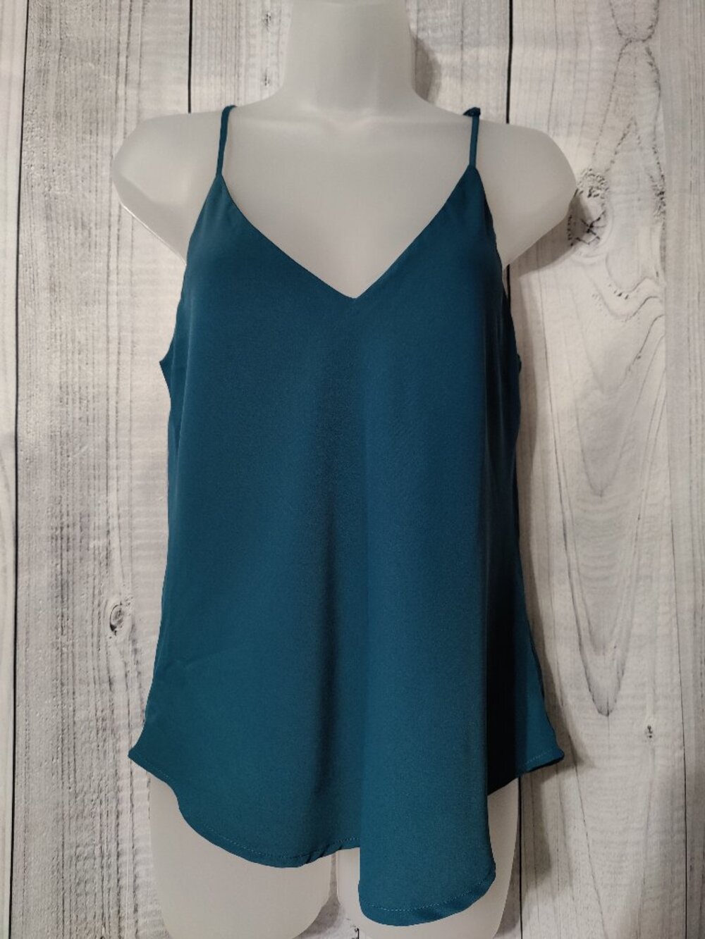 SHEIN Solid V-Neck Adjustable Strap Cami Tank Top - Teal